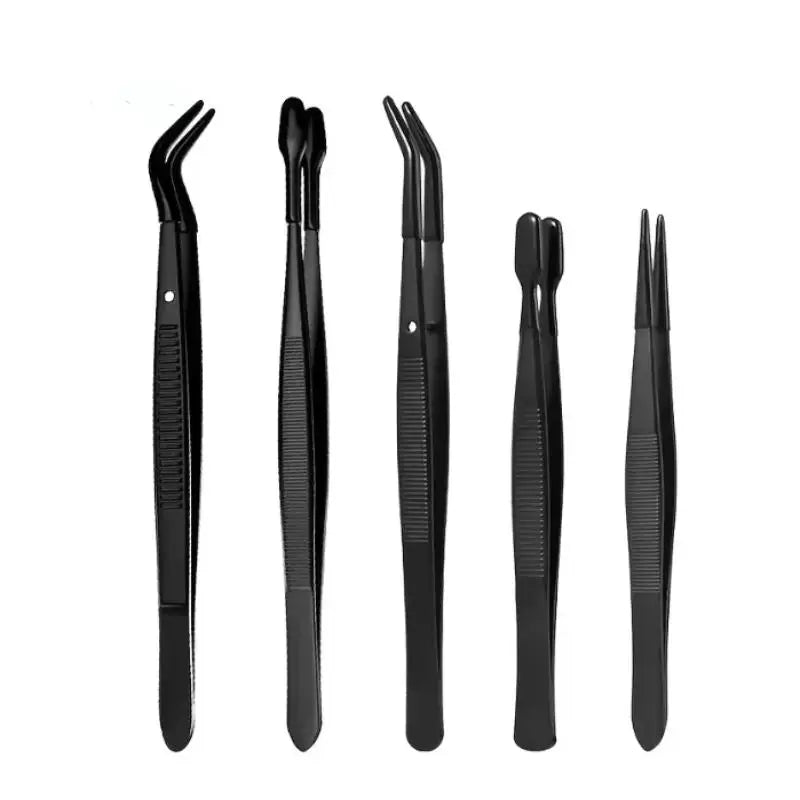 2/3/5Pcs Tweezers With Rubber Tips Stamp Clip False Eyelash Tweezers Rubber PVC Flat Tip Bent Tip Tweezers Clamping Tool Vue 5Pcs