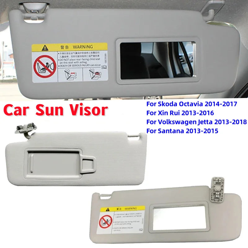 1/2pcCar Sun Visor with Make-up Mirror For Skoda Octavia For Skoda Octavia/For Xinrui/For Volkswagen Jetta/For Santana 2013-2018 Vue 1pc Right
