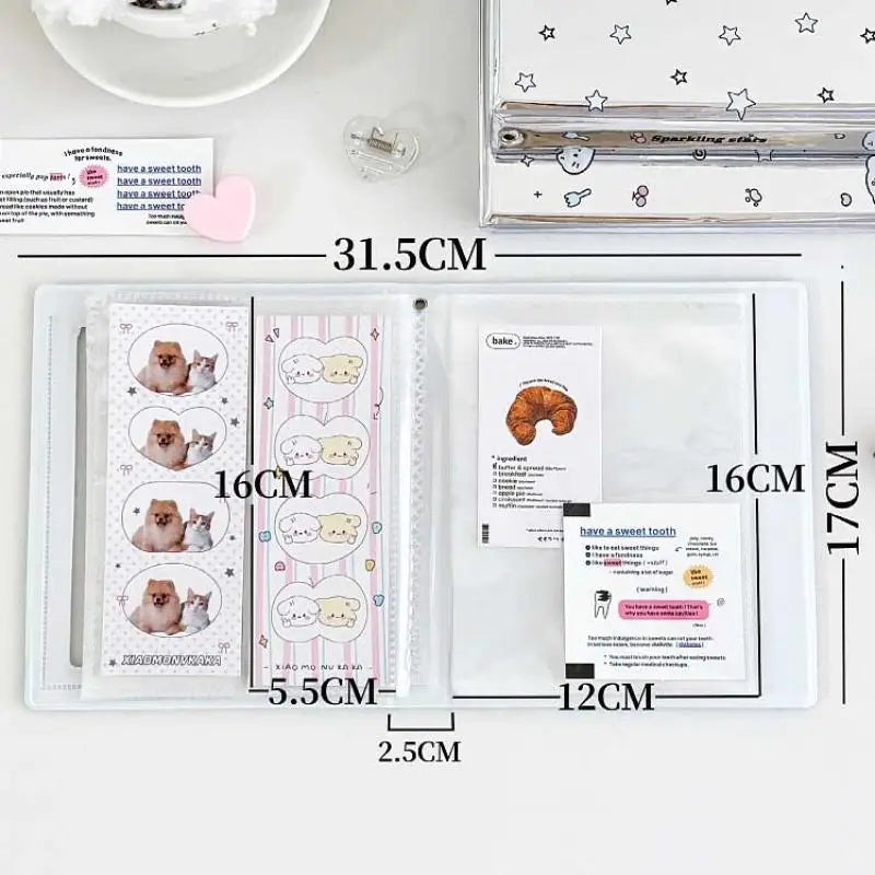 Cartoon 4 Grid Idol Card Photo Booth Album For 40 Pcs 2x6 Inch Photo Strips Bookmark 20 Pcs 4x6 4R Photo Holder Vue