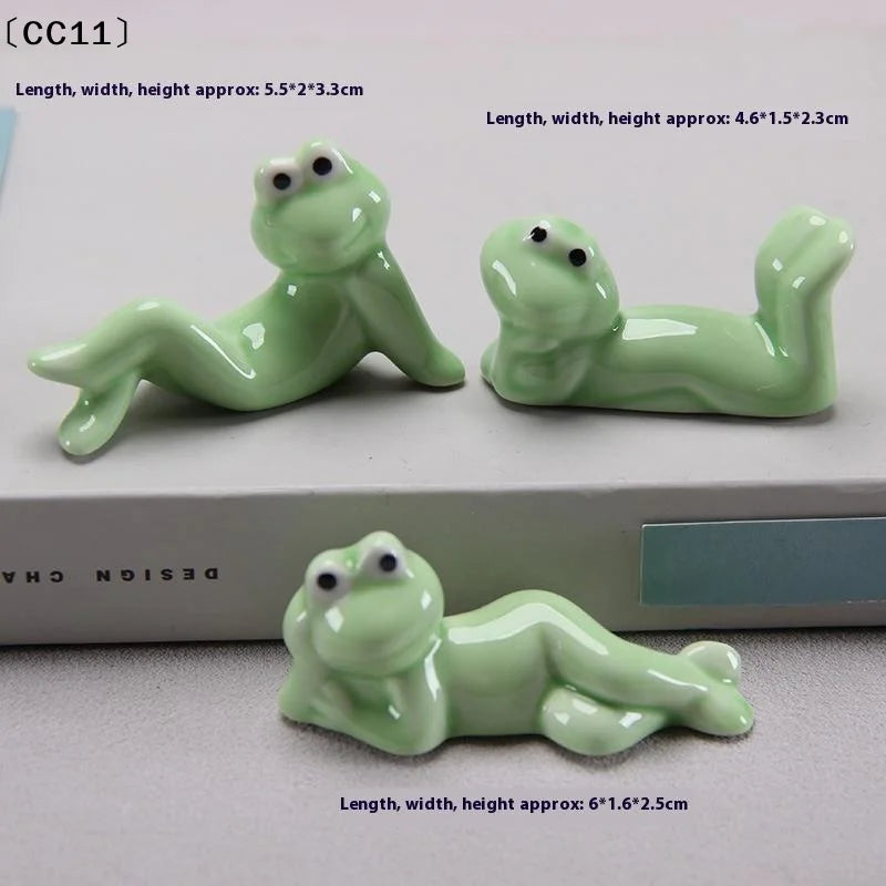 〔CC11〕1Pcs Spoon Fork Rest Tableware Restaurant Utensil Creative Ceramic Funny Frog Chopstick Holder Cutlery Stand Kitchen Tools Vue