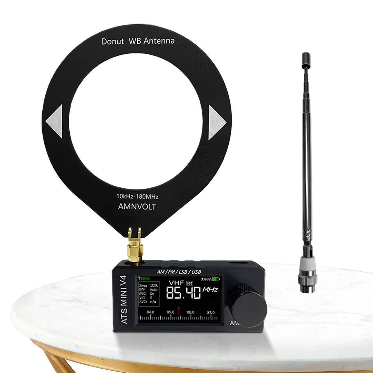 ATS MINI V4 Full Band Radio Receiver SI4732 Chip FM AM SSB LSB with Donut Antenna High Impedance Headphone Amp Pocket Radio Vue