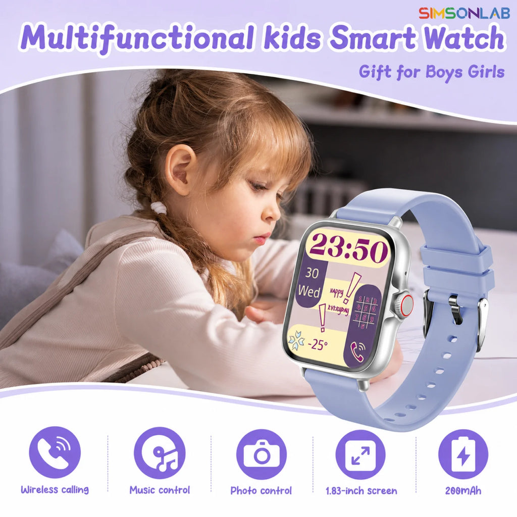 Kids Smart Watch Multifunctional Waterproof SOS Camera HD Call Voice Chat Games LED Flashlight Weather Alarm Smartwatch 2026 Vue