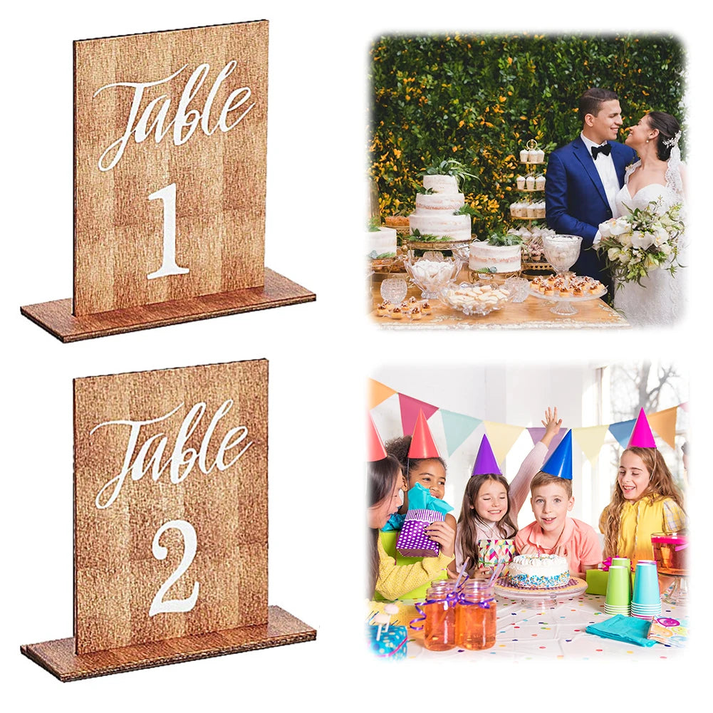 Wooden Wedding Table Numbers 1–20 with Stands | Party Decor Wedding Table Numbers Vue