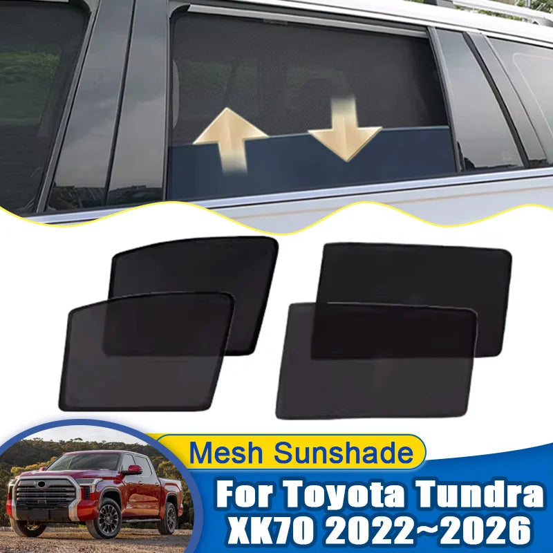 For Toyota Tundra XK70 MK3 2022~2026 Car Mesh Sunshades Window Sun Visors Magnetic Privacy Curtains Coverage Auto Accessories Vue