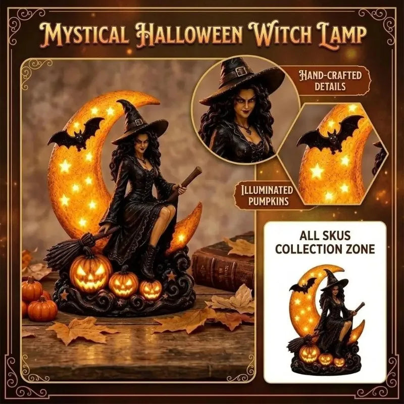 Spooky Halloween LED Lamp, Witch Table Decor Lighted Centerpiece for Home Porch Party Decoration Vue