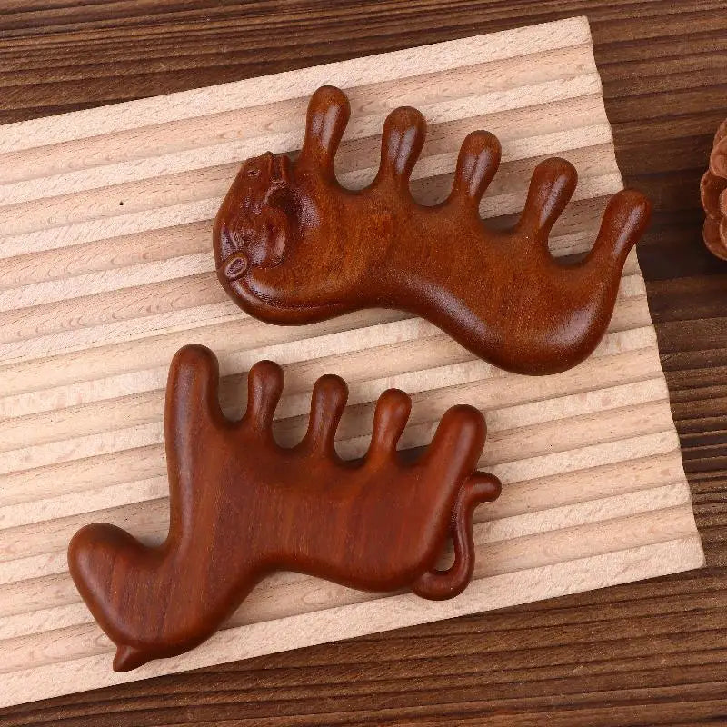 Sandalwood Horse Meridian Massage Comb Hair Comb Scalp Relax Acupoint Massager Portable Wooden Handle Comb Anti-static Styling Vue