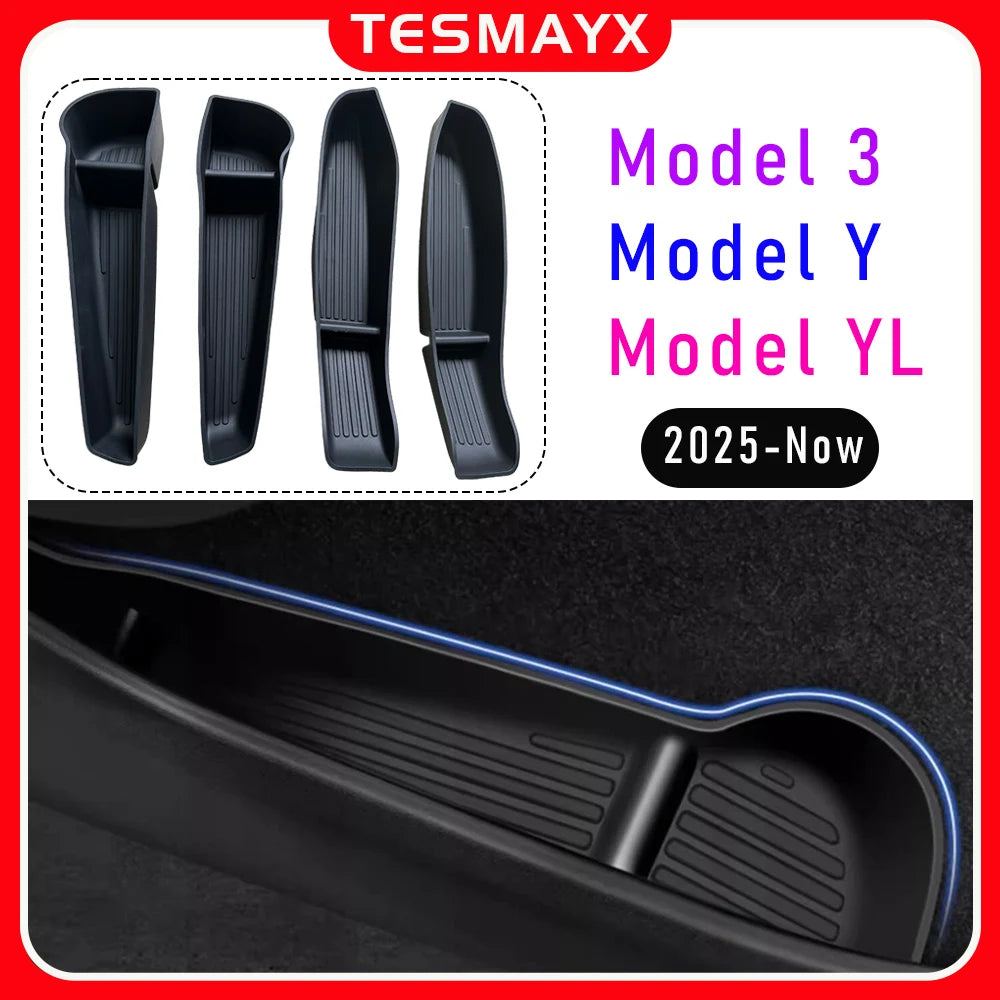 Door Side Storage Box and Trash Can for 2025 2026 Tesla Model 3 Y Juniper Model YL Accessories Door Insert Tray Organizer Liners Vue
