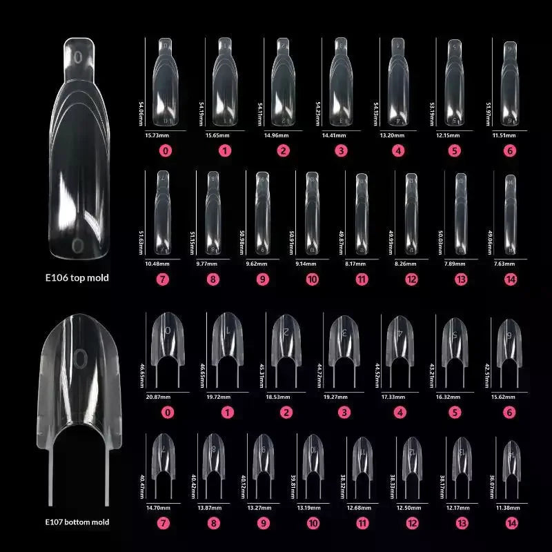 30pcs Nail Clear Rocket Shape Sandwich Dual Nail Forms Reusable Full Cover Dual Nail Molds Top & Bottom Quickly Extend Nails Vue