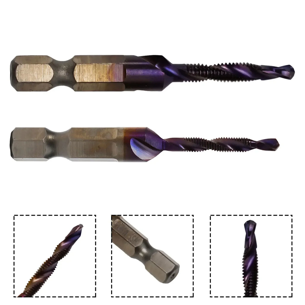 Titanium HSS 3-in-1 Compound Tap Drill Bit | M3–M10 Hex Shank Compound Tap Drill Bit Vue