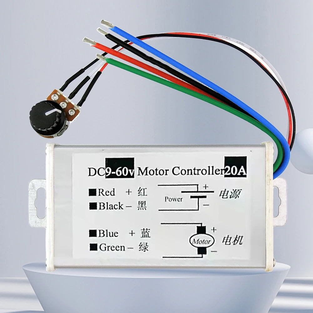 PWM DC Motor Speed Controller 9–60V 20A Pulse Width Modulator Motor Speed Controller Vue China Mainland