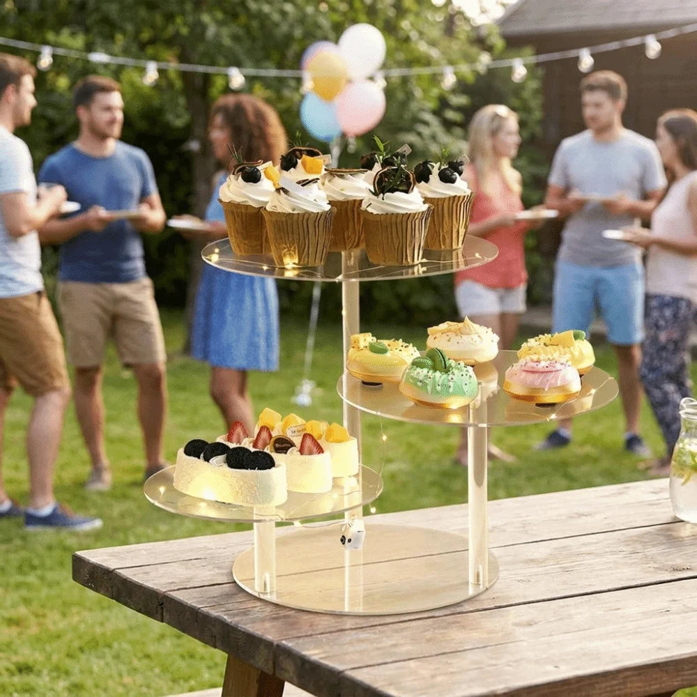 Transparent Acrylic Cake Stand Detachable Multiple Layers Dessert Display Tray Lightweight Round Cupcake Stand Tray Vue