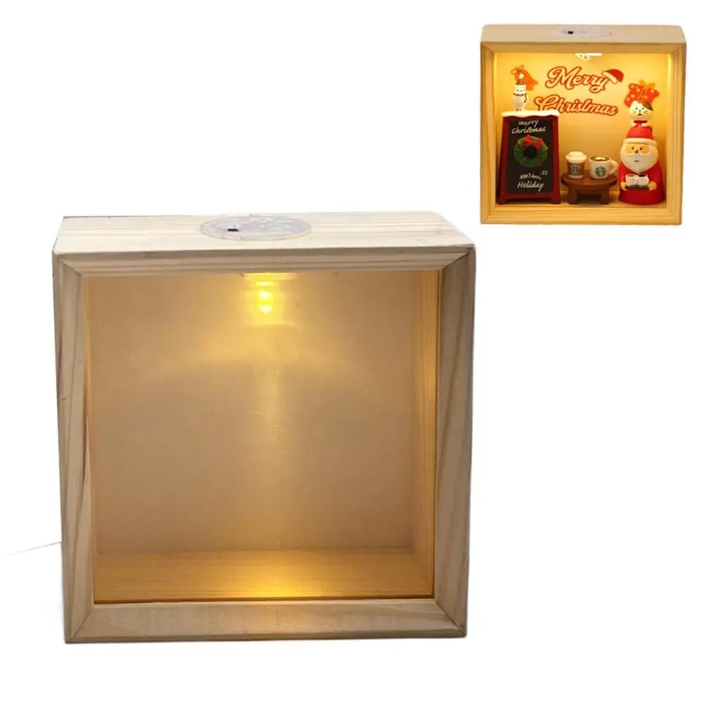 Decorative Wooden Shadow Box Frame Transparent Soft Light Wood DIY Nightlight Acrylic Panels Handmade Unfinished Wooden Box Vue
