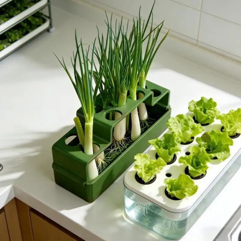 Green Onion Hydroponic Planter Water Efficient Cultivation System for Home Office Balcony Fresh Herb Growing Vue
