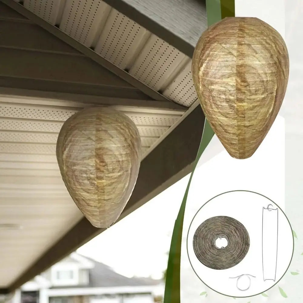 Insect Repellent Waterproof Wasp Nest Decoy Reusable Eco-Friendly Artificial Beehive Non-Toxic Hanging Beehive Lantern Porch Vue
