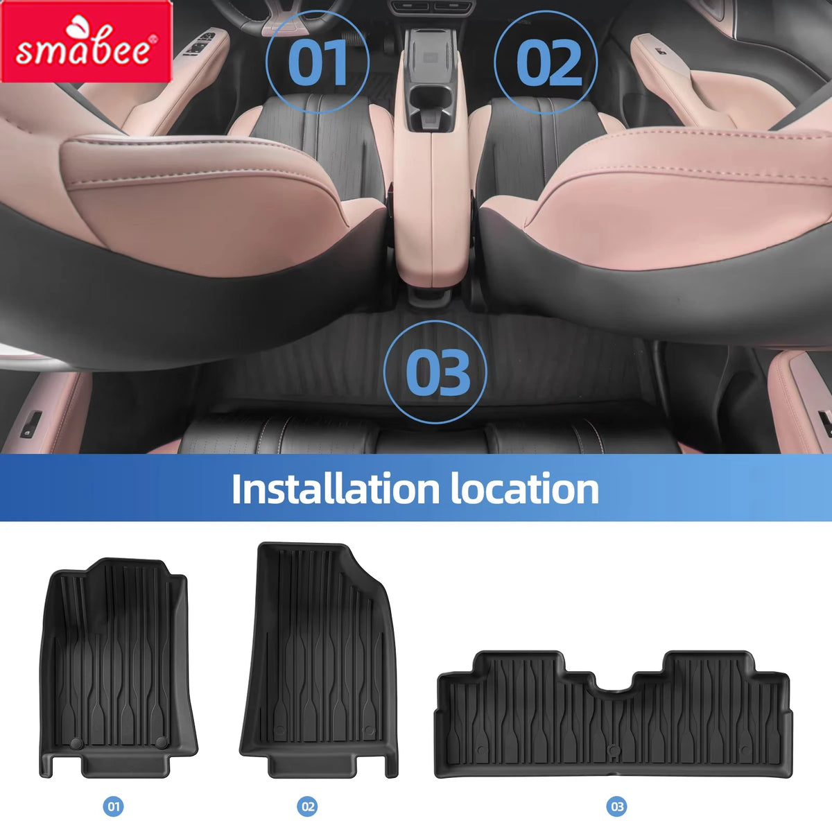 Smabee Left Drive for BYD Seagull 2025 2026 (Trunk Pad not fit Dolphin Surf) TPE Car Floor Mats Cargo Trunk Pad Waterproof Black Vue