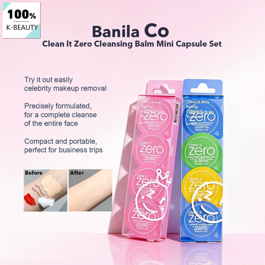 Banila Co Clean It Zero Cleansing Balm Mini Capsule Set 4×3g,Creamy Balm,Deep Makeup Removal,Clear Wash,K-Beauty,Korean Makeup Vue