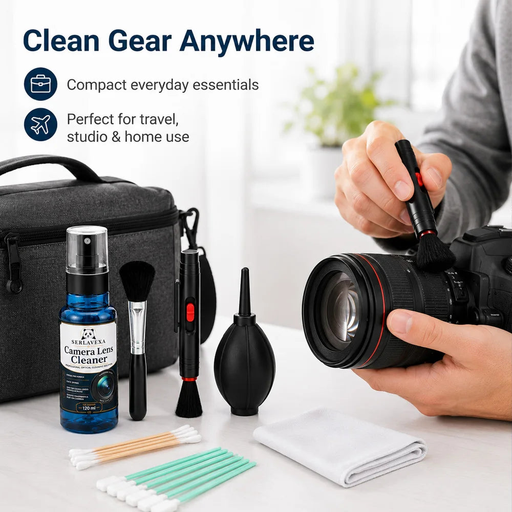 Professional Camera Cleaning Kit Lens Sensor Cleaner Spray Air Blower Pen Brush Cloth for DSLR Canon Nikon Sony Camera PC Vue