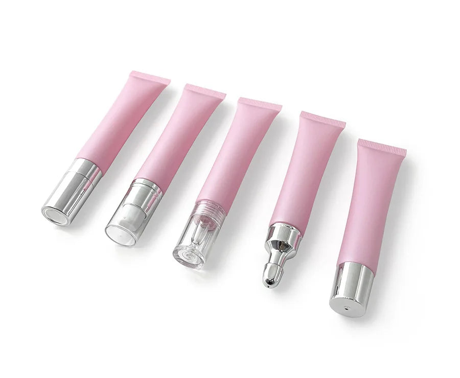 Lip gloss Tubes Empty Cosmetic Container Pink Luxury Bottle Soft Rotary Switch Plastic PE Squeezable Tube Zinc Alloy Head 50pcs Vue