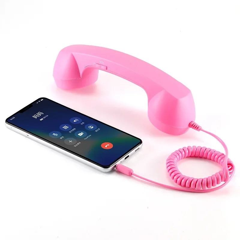 Phone Handset 3.5mm Classic , Fashion Stylish Handset Receiver Mic Speaker for phone Smartphone Vue pink