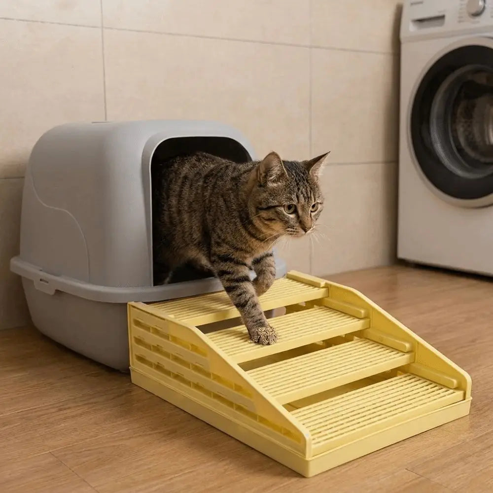 Non Slip Cat Litter Stair Removable Waterproof Cat Toilet Pedals Durable Filter Function Cat Litter Box Footrest Pet Bedpans Vue