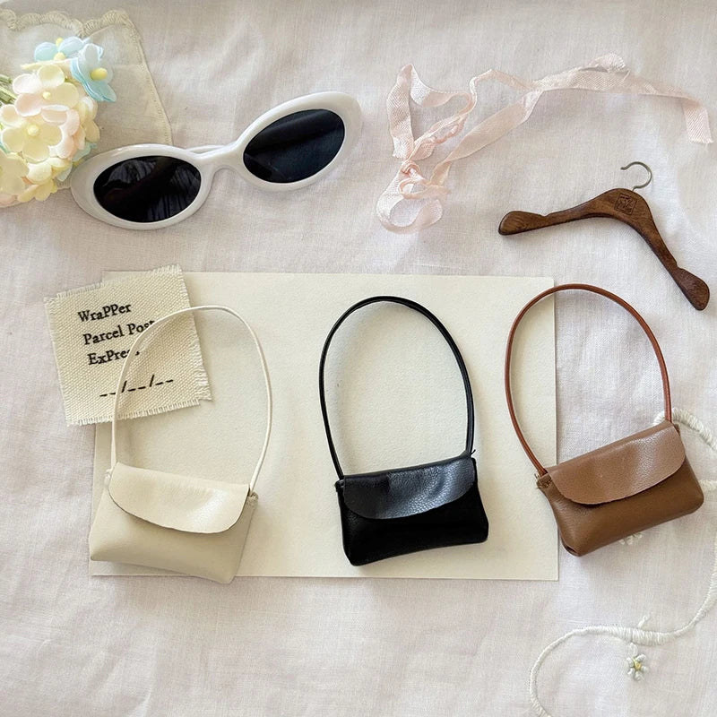 15-17cm Doll PU Leather Handbag Purse Dollhouse Decoration Pretend Play Doll Accessories Toy Vue