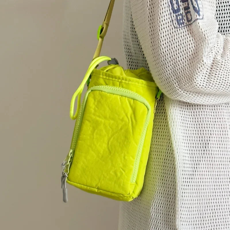 Minimalist Nylon Crossbody Bag for Women – Phone Shoulder Bag Crossbody Shoulder Bag Vue Yellow