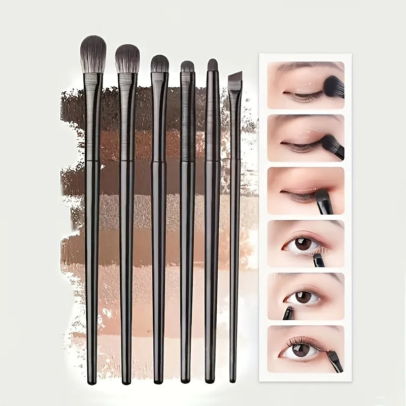 7PCS Vegan Makeup Brush Set - Eye & Nose Detail Brushes with Triangle Sponge, Cruelty-Free Travel Kit Vue