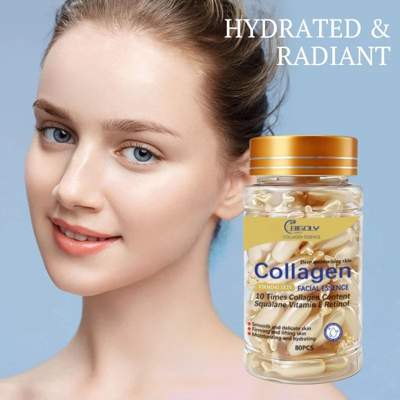 Collagen Facial Essence, Deeply Moisturizing, Firming and Lifting the Skin, Packaged in Capsules, Safe and Hygienic, Easy to Carry Vue