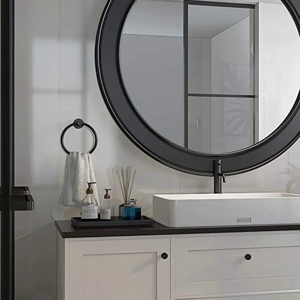 ABKW-4Pcs Bathroom Hardware Black Towel Ring And Toilet Paper Holder Stainless Steel Bathroom Hand Towel Holder Towel Vue