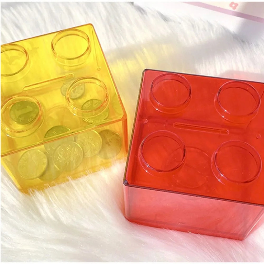 Transparent Funny Change Box Home Decor Piggy Bank Building Block