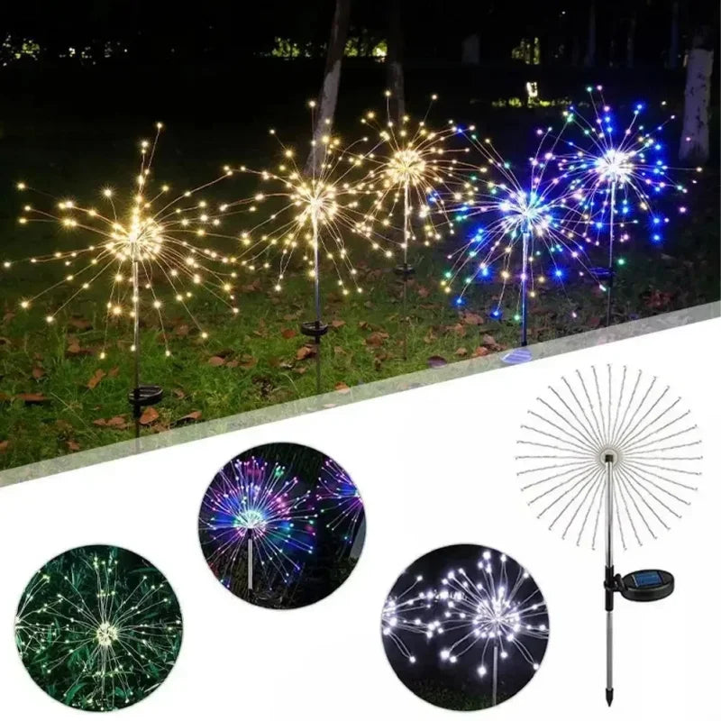 60LEDS Solar Firework Lights Waterproof Garden Lights Outdoor Solar Lights 8 Modes Landscape Lighting for Courtyard Pathway Vue