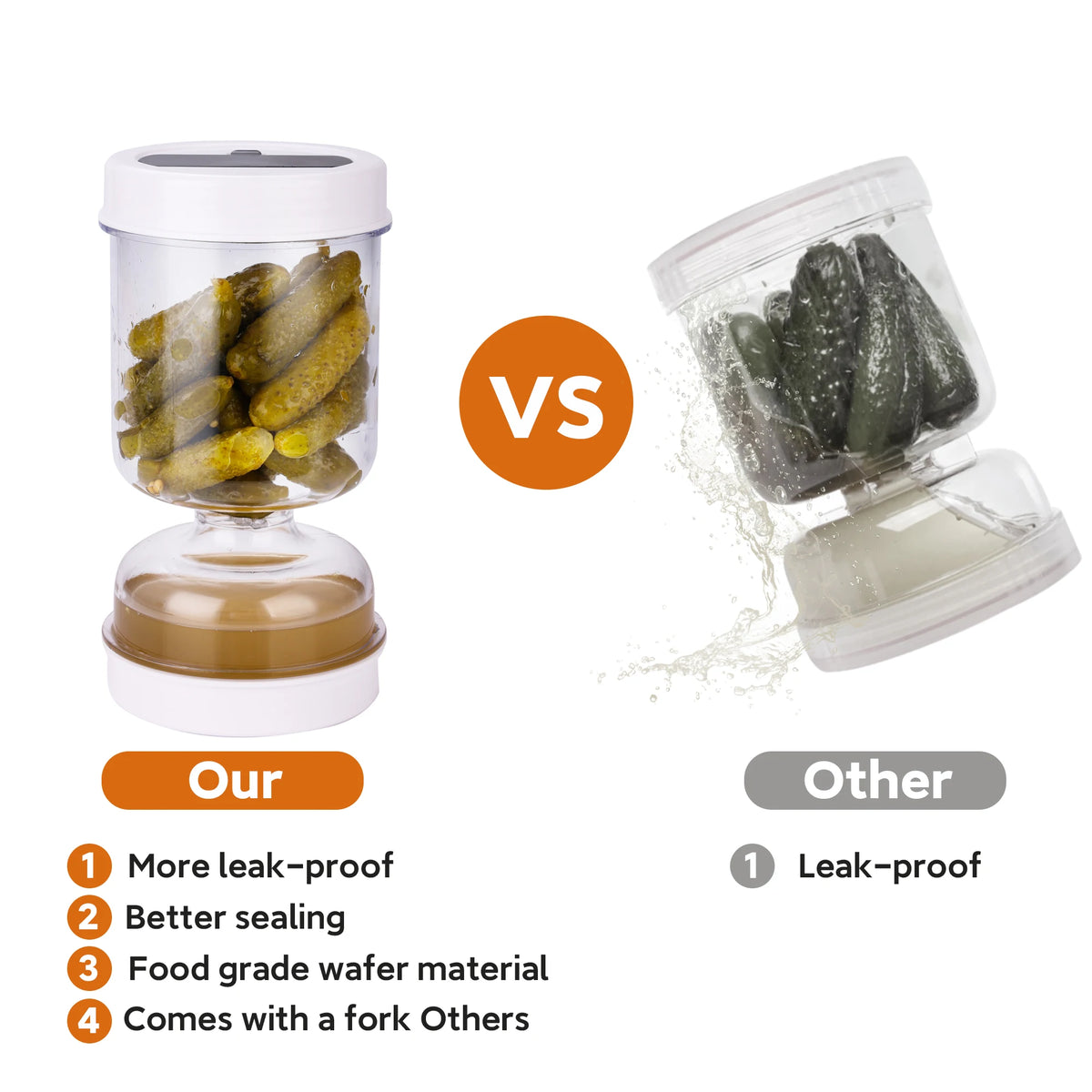 New Olive Container Hourglass Jar with Strainer Flip Pickle Container Olive and Pickle Strainer Jar, for Airtight Food Storage Vue