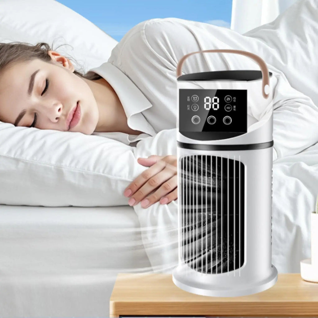 Air Conditioner Fan Desk Cooling Air Conditioner Fan Adjustable Misting Cooler with LED Light for Bedroom Dormitory Reading Vue