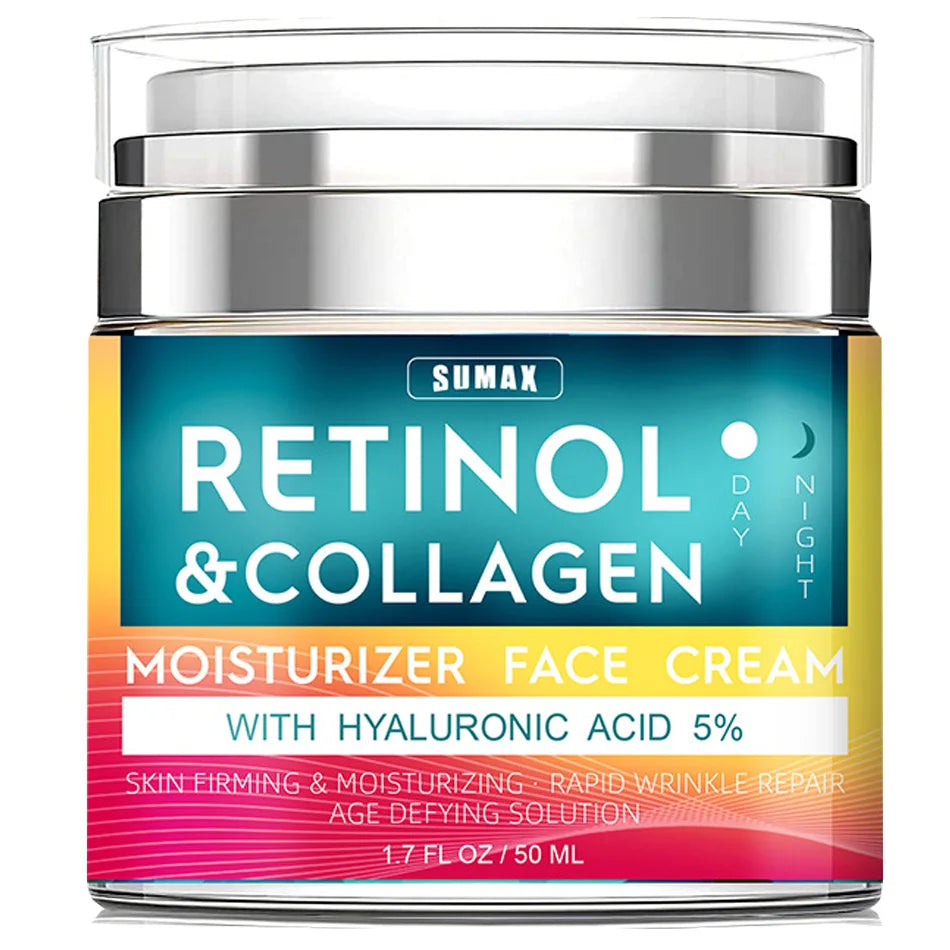 Retinol Cream for Face with Hyaluronic Acid, Day-Night Anti-Aging Moisturizer Collagen Cream for Face Reduces Wrinkles, Dryness Vue Default Title