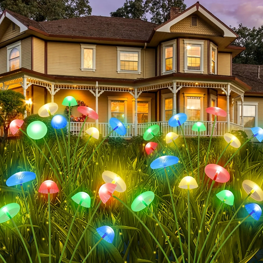 New Solar 6/8/10 LED Jellyfish Mushroom Lights, Creative Garden Decor - Adjustable Steady/Flash Modes, Perfect for Patio, Garden Vue