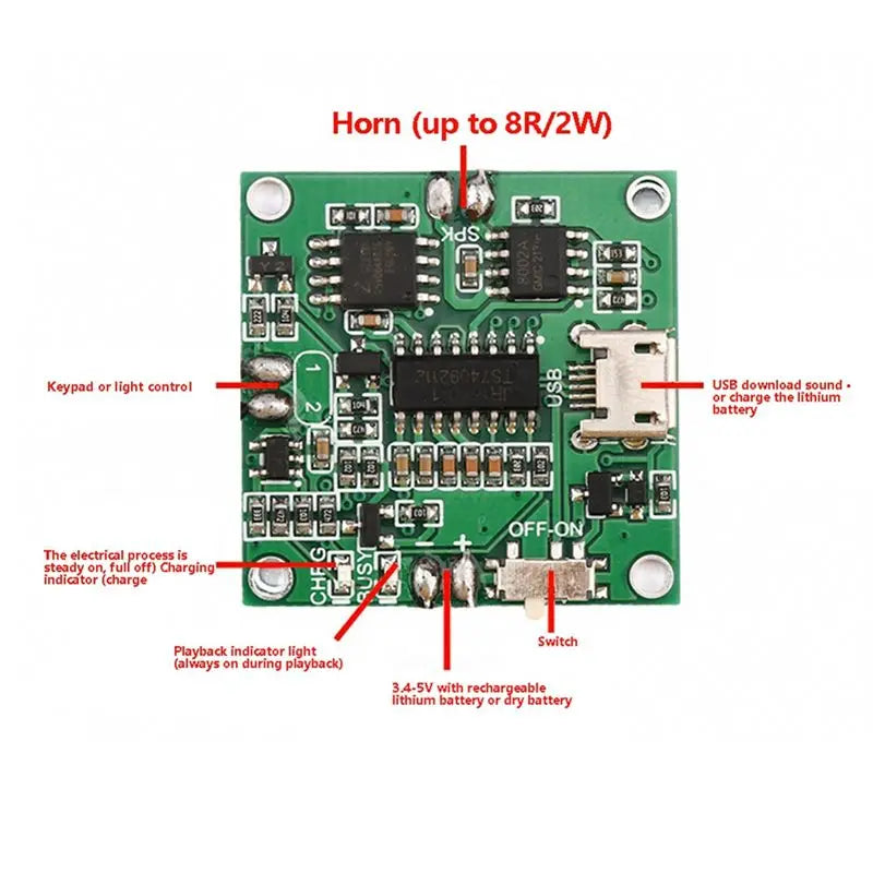 Hot-Micro-USB 8M Sound Voice Audio Music Recordable Recorder Board Chip Programmable Music Module Greeting Card DIY Tools Vue