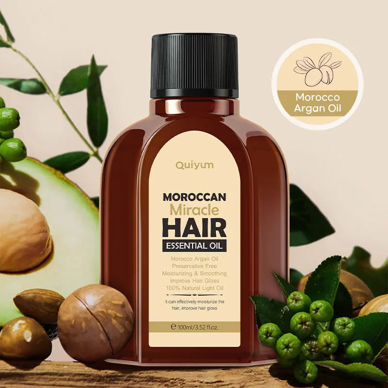100ML Hair Care Oil Moroccan Pure Argan Hair Essential Oil for Dry Hair Types Multi-functional Hair Care Products for Woman Vue