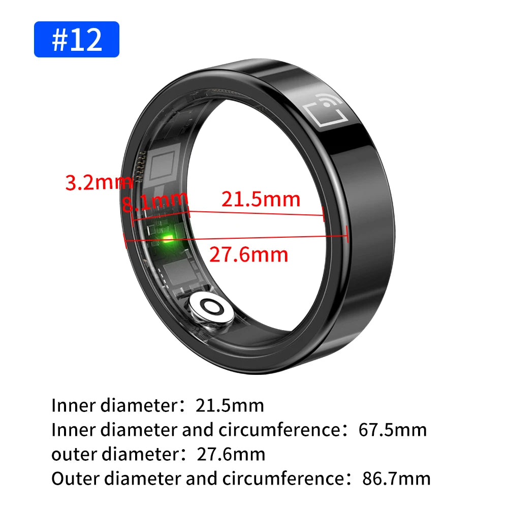 IP68 Waterproof Ceramic NFC Smart Ring Door Access Control Sleep Sports Health Tracking Minimalist Wearable Smartlife Key Ring Vue SR01-12
