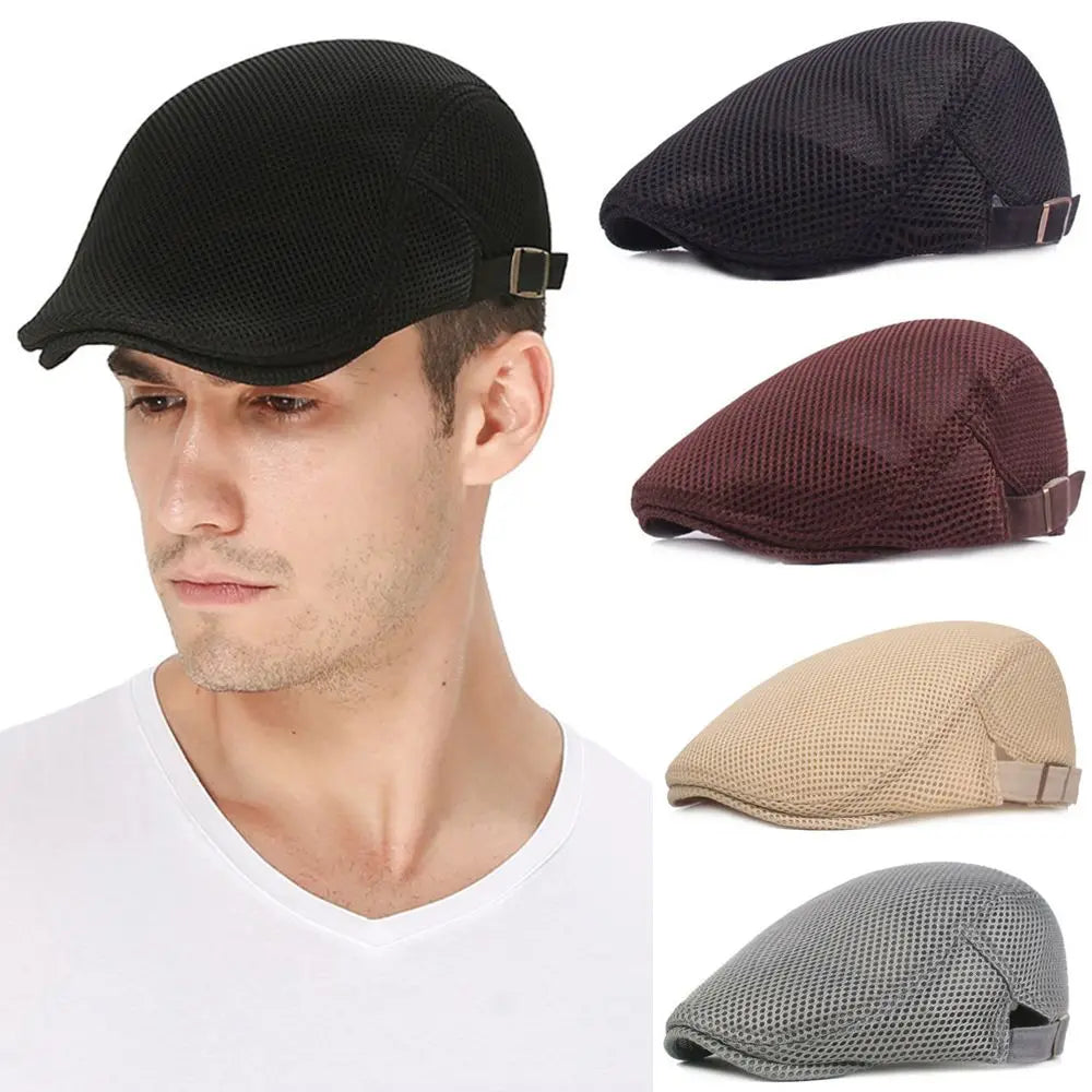 Summer Adjustable Mesh Breathable Peaked Cap Beret Hat Golf