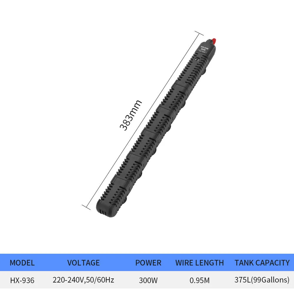 50-500W Aquarium Heating Rod Adjustable Temperature Submersible Heater for Fish Tank Fishbowl Thermostat Aquariums Water Heater Vue HX-936 300W UK Plug