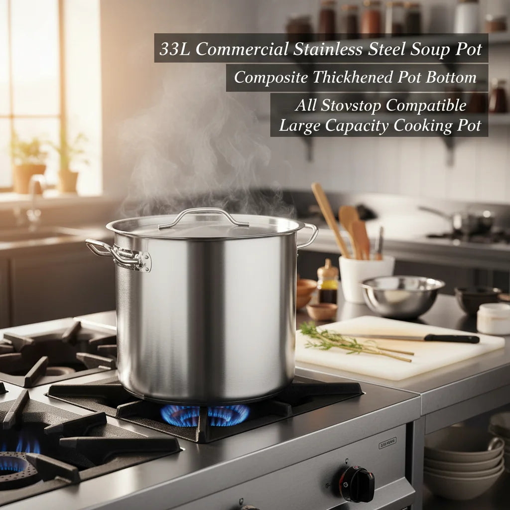 33L Stainless Steel Stock Pot with Lid – 34.9Qt Commercial Pot Stainless Steel Stock Pot Vue United States
