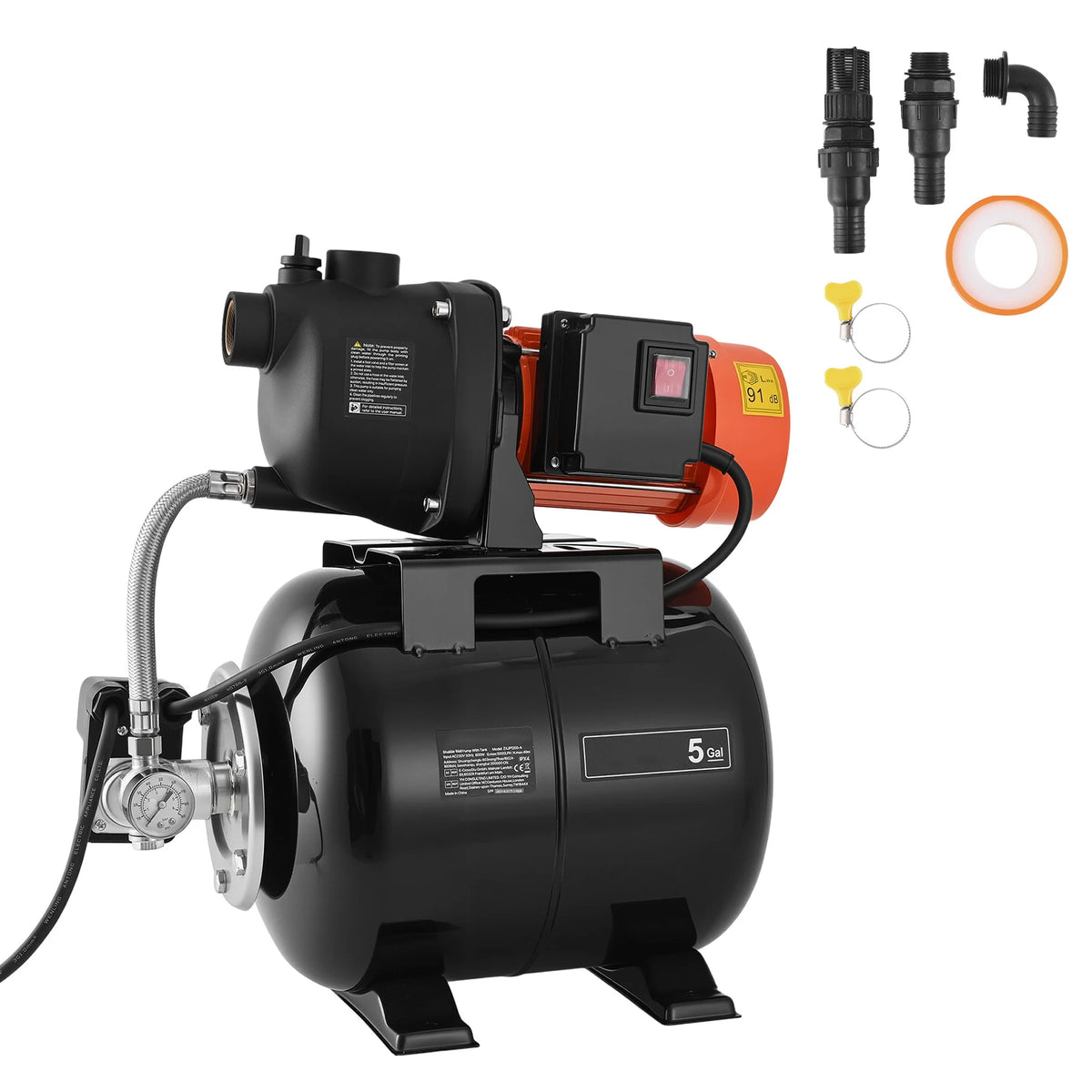 1.1 HP Shallow Well Pump with 5-Gal Pressure Tank – 1320 GPH Shallow Well Pump Vue
