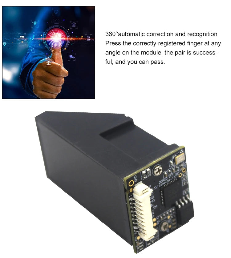 500DPI Fingerprint Capture Sensor Single Chip Fingerprint Processor Optics Fingerprint Module Verify And Identify UART USB SPI Vue