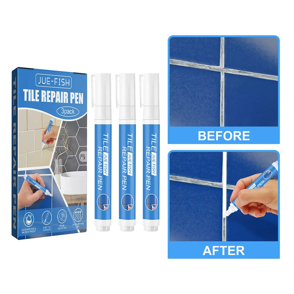 3pcs Tile Grout Paint Pen Mildew-proof Grout Pen White Tile Paint Marker Wall Grout Restorer Pen for Restoring Tile Wall Floor Vue