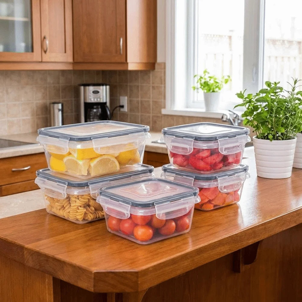 12PCS/SET Plastic Refrigerator Storage Box Transparent Stackable Food Freezer Box Square Odorless Kitchen Storage Container Vue