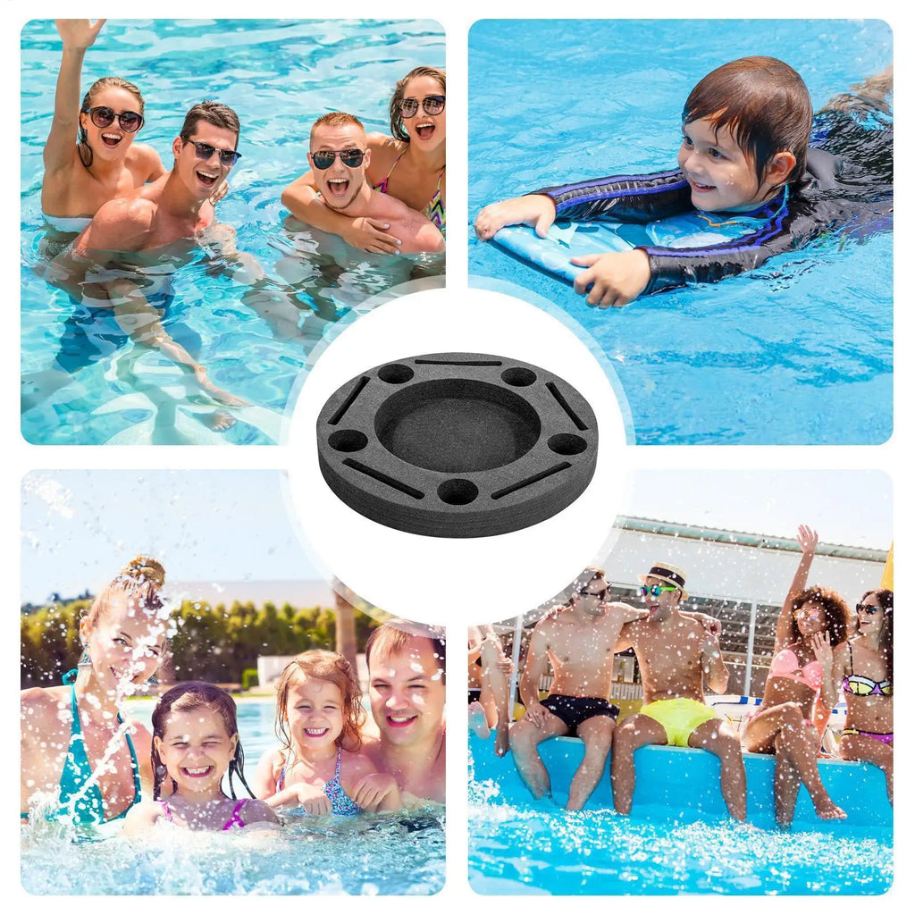 round/square Floating Drink Holder for Pool, Large Capacity Serving Tray with Cup Holders, Stable Water Float for Hot Tub Lake Vue