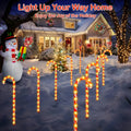 Christmas Ambiance Solar Stake Lights - Star Snowflake Cane Shape, 8 Lighting Modes, LED Outdoor Lawn Lights for Path, Garden Vue Style A 5SET
