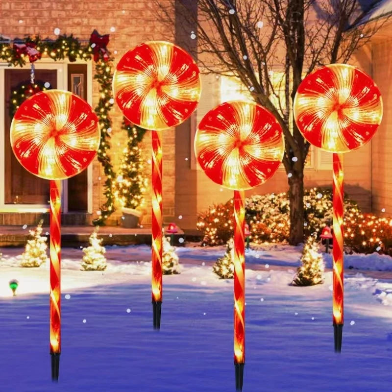 Solar Lights Outdoor Christmas Lollipop Lamp LED Garden Decoration Waterproof Landscape Halloween Lights Lamps Home Balcony Vue