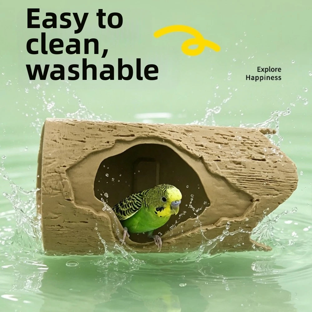 Multi-functional Simulation Stump Bird Nest Hanging Plastic Parrot Nest Ventilation Decorative Hamster Hideout Budgerigar Vue
