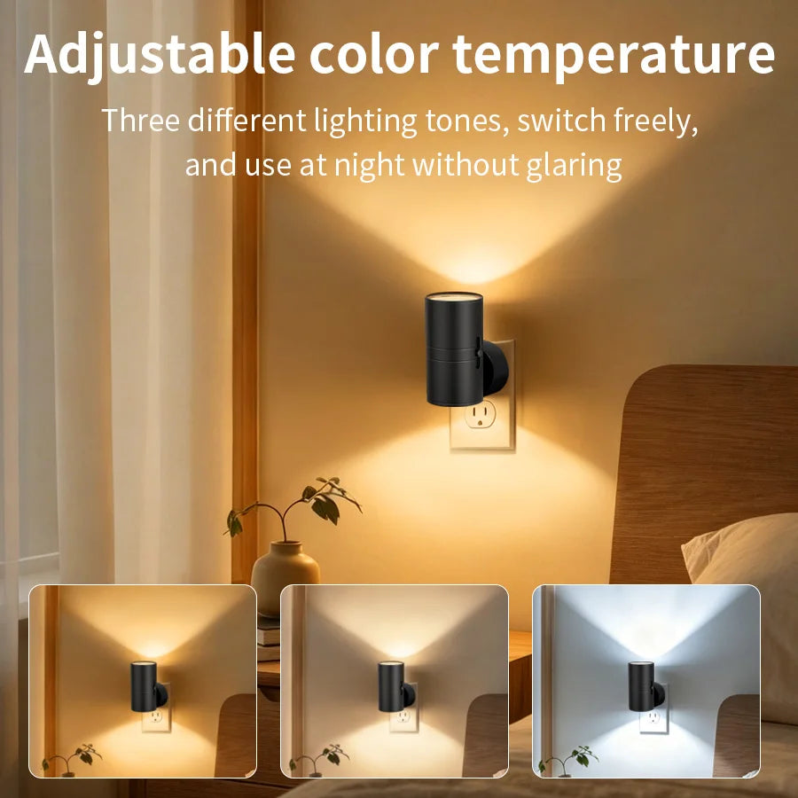 LED Plug-In Wall Sconce Night Light with Dusk-to-Dawn Sensor Up Down Lighting for Bedroom Hallway Indoor Decorative Lamp Vue